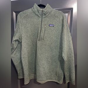 Patagonia Green Zip Up Sweater with Fleece Texture